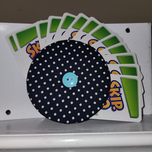 Hand Crafted Dark Blue White Polka Dot Card Game Holder - Picture 3 of 5